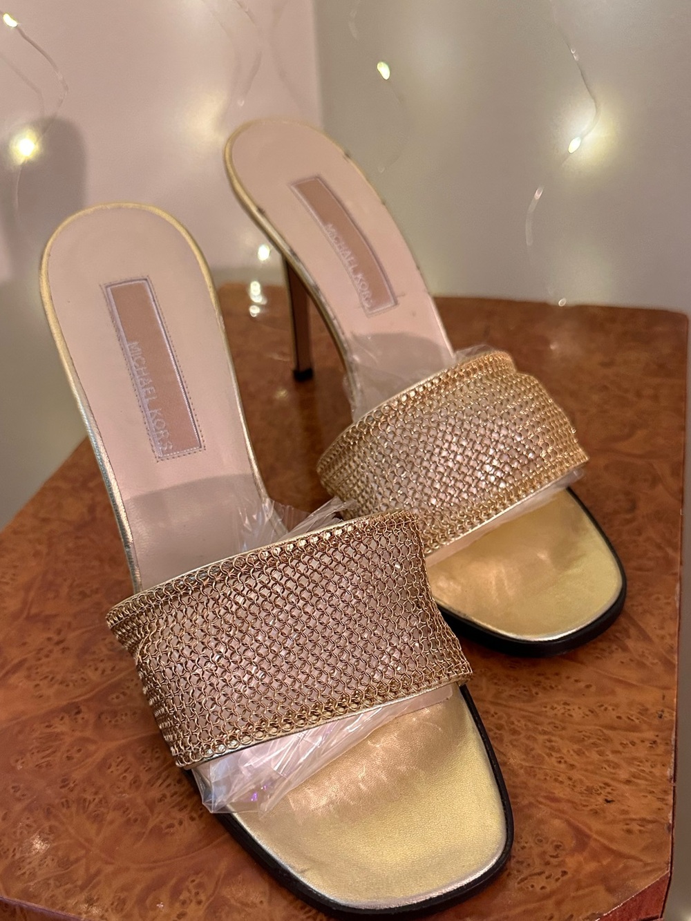 Michael Kors Gold Mesh Mules - Picture 3 of 6